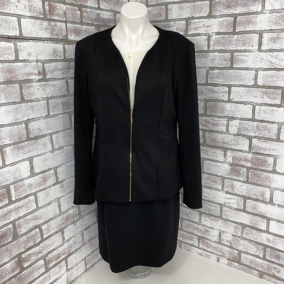 Evan Picone Womens Dress Blazer Combo Size 12 Rhinestone Chiffon Black Lot of 2 - Picture 10 of 12